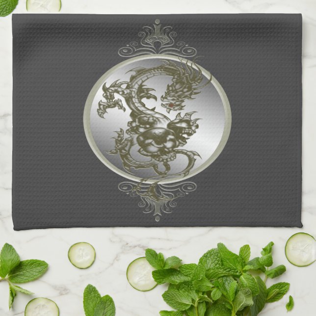 Serviette de cuisine en acier Dragon (Plié)