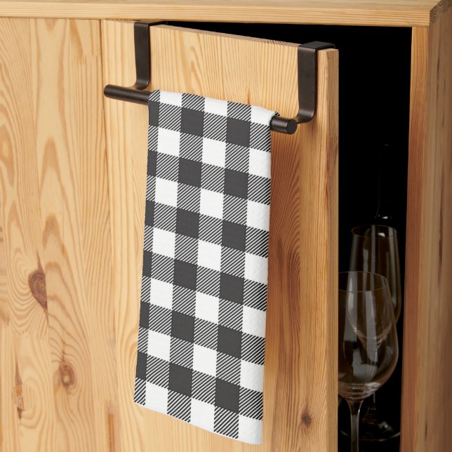 Serviette de cuisine en buffle noir et blanc (Pliage en tiers)