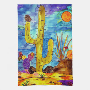 Serviette de cuisine en Cactus du désert coloré