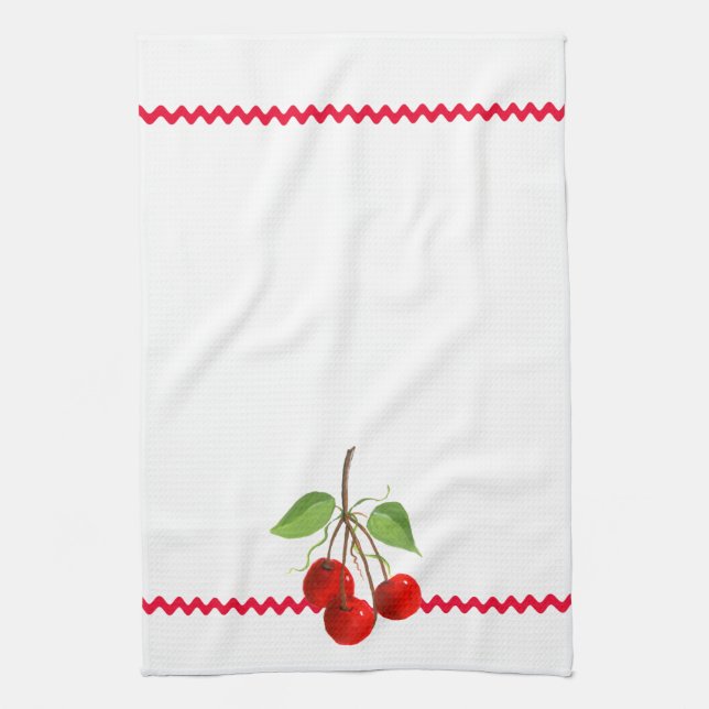 Serviette De Cuisine En Cerise Et Ric Rac (Vertical)