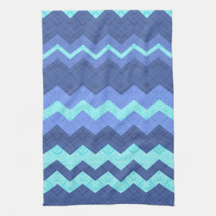 serviette de cuisine en chevron bleu