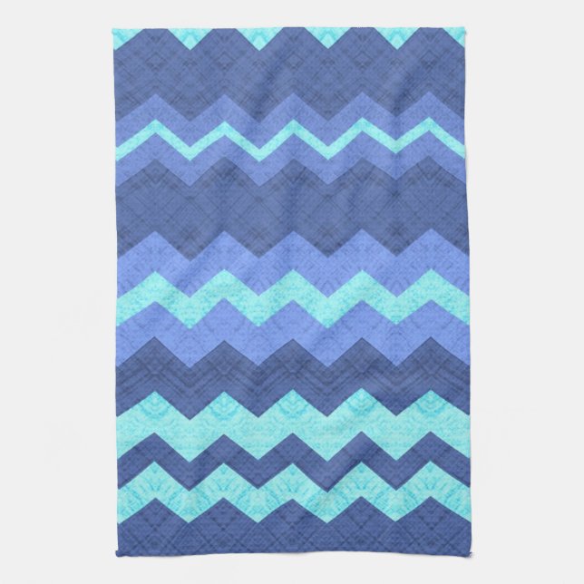 serviette de cuisine en chevron bleu (Vertical)