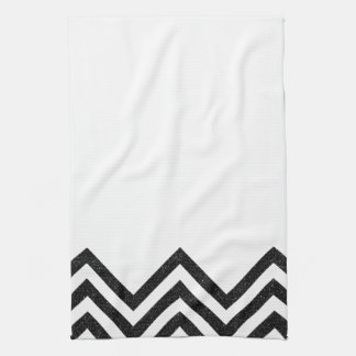 Serviette de cuisine en chevron noir et blanc II