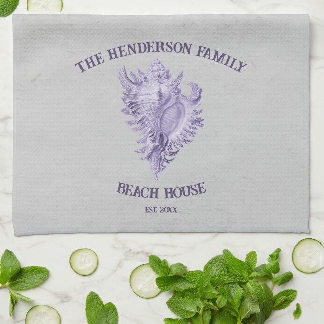 Serviette de cuisine en coquille de conque violet (Plié)