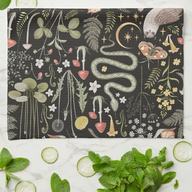 Serviette de cuisine en Forêt Sombre (Plié)
