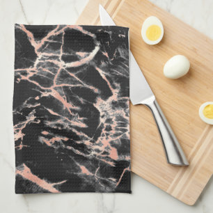 Serviette de cuisine en marbre noir et Rose or