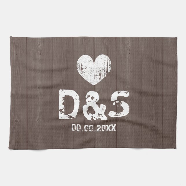 serviette de cuisine en monogramme de bois brun vi (Horizontal)