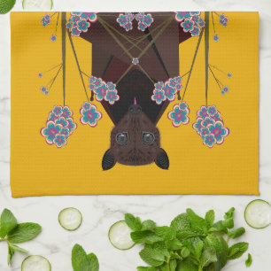 Serviette de cuisine en moutarde Fox volant