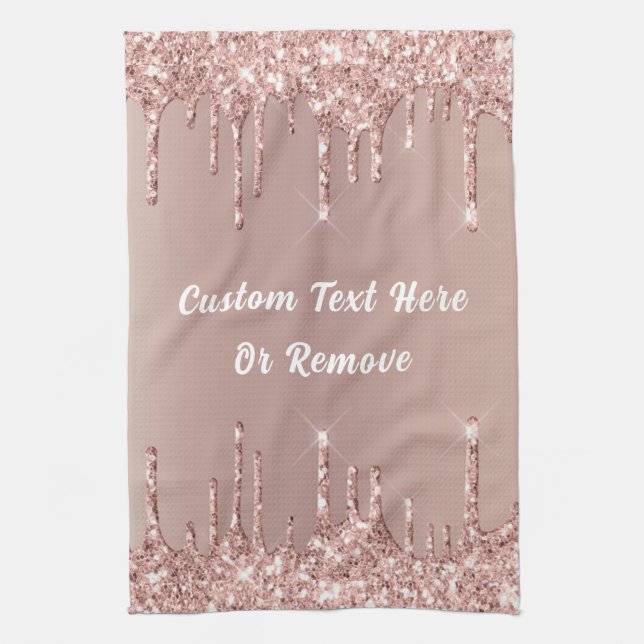 Serviette de cuisine en or rose - Texte personnali (Vertical)