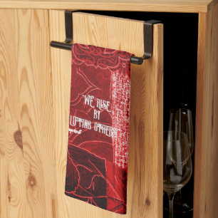 Serviette de cuisine en patchwork rouge « S'élever