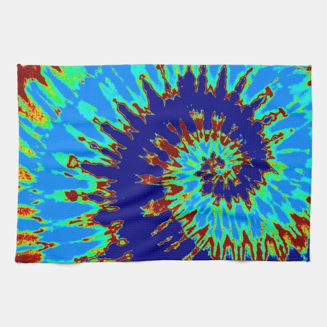 Serviette de cuisine en teinture bleu foncé et ble (Horizontal)