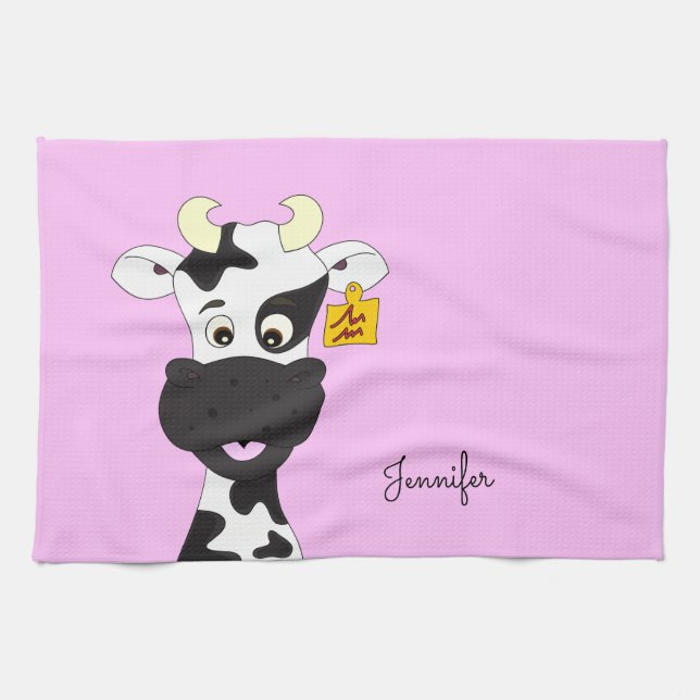 Serviette de cuisine faite sur commande de vache (Horizontal)