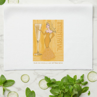 Serviette de cuisine féminine au champagne intenti