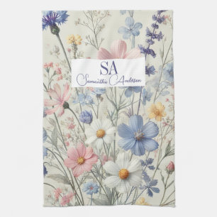 Serviette de cuisine Fleur sauvage personnalisée  
