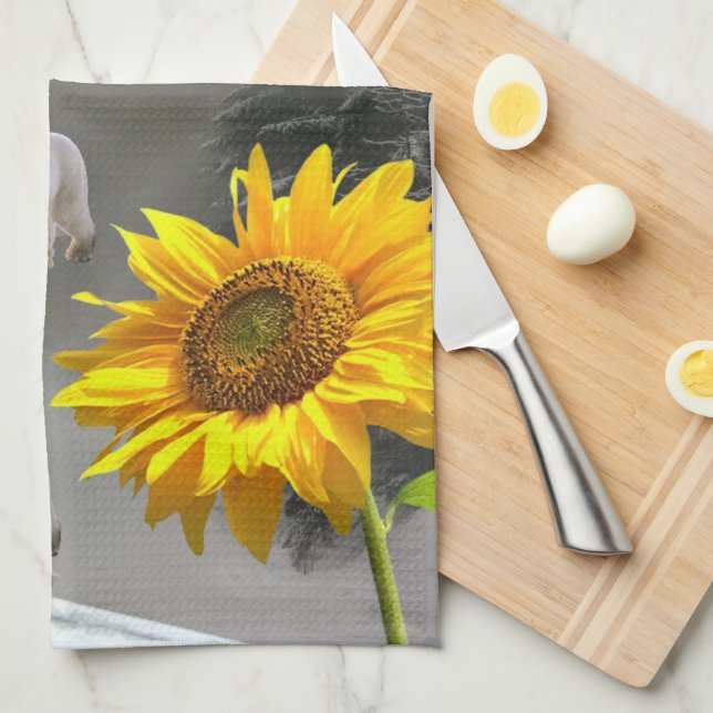 Serviette de cuisine fleurie de l'Ours polaire de  (Quart Plié)