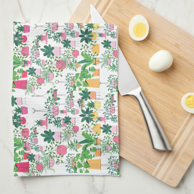 Serviette de cuisine fleurie de printemps (Quart Plié)