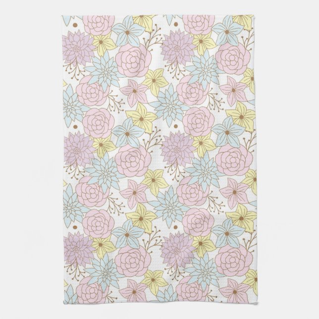 serviette de cuisine fleurs de printemps  (Vertical)