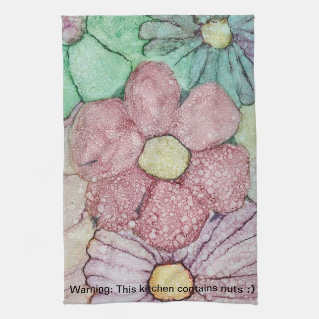 Serviette de cuisine "Fleurs/Encres d'alcool" (Vertical)