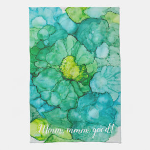 Serviette de cuisine "Floral Blue-Greens/Alcolhol 