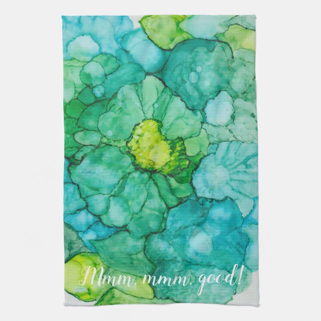 Serviette de cuisine "Floral Blue-Greens/Alcolhol  (Vertical)