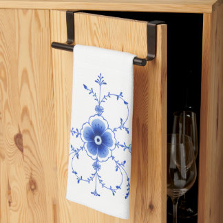 Serviette de cuisine florale bleue scandinave