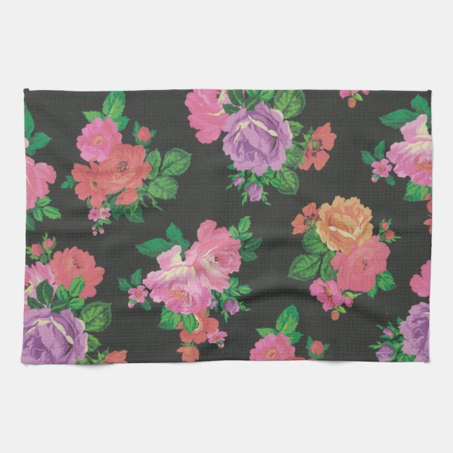 serviette de cuisine florale de motif de fleur (Horizontal)