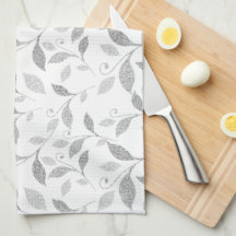 Serviette de cuisine florale texturée délicate