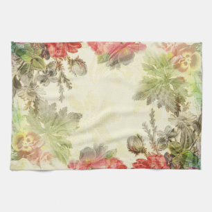 Serviette de cuisine florale vintage élégante