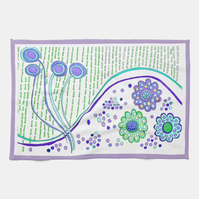 SERVIETTE DE CUISINE "FLORE CÉLESTIALE" Purple Tri (Horizontal)