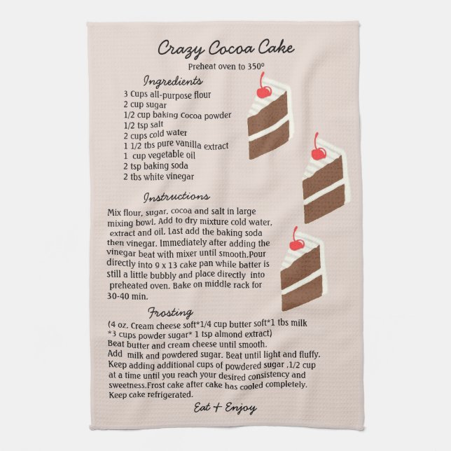 Serviette de cuisine folle de recette de gâteau de (Vertical)