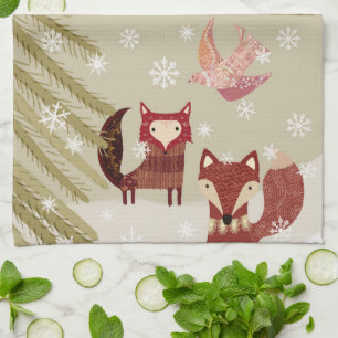 Serviette de cuisine Fox et Dove d'hiver