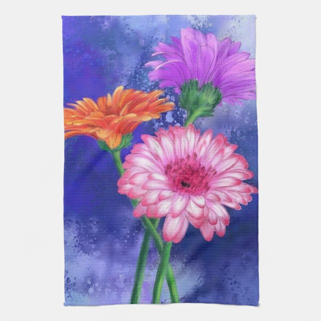 Serviette de cuisine Gerberas Belles fleurs (Vertical)