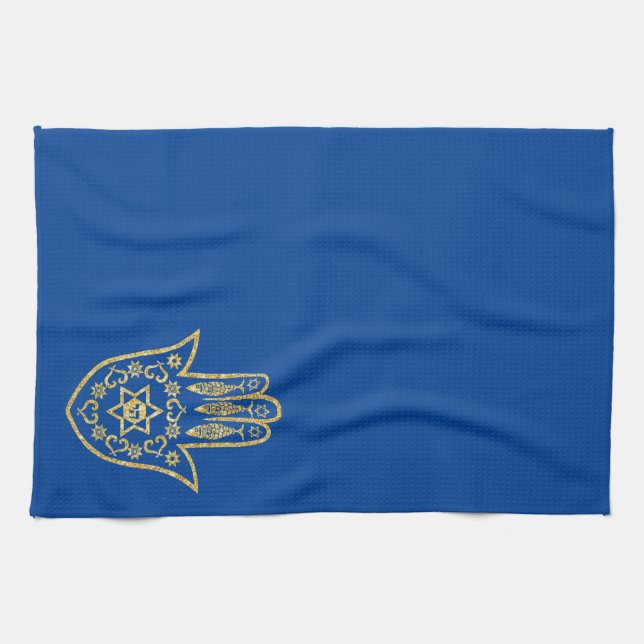 Serviette de cuisine Gold Hamsa Outline (Horizontal)
