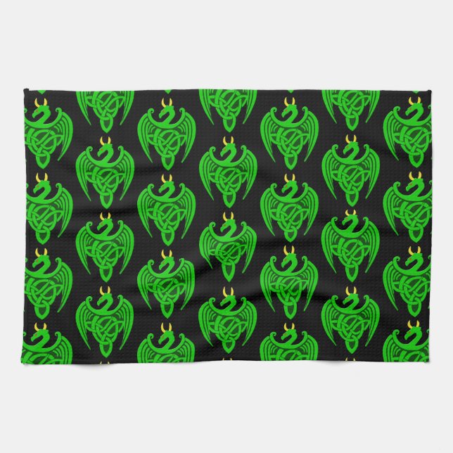 Serviette de cuisine Green Celtic Dragon (Horizontal)