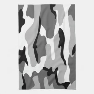 Serviette de cuisine gris et noir Camouflage