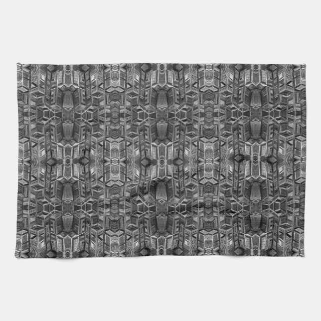 Serviette de cuisine grise de motif de ville (Horizontal)