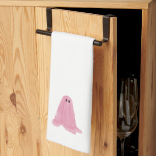 Serviette de cuisine Halloween Ghost rose