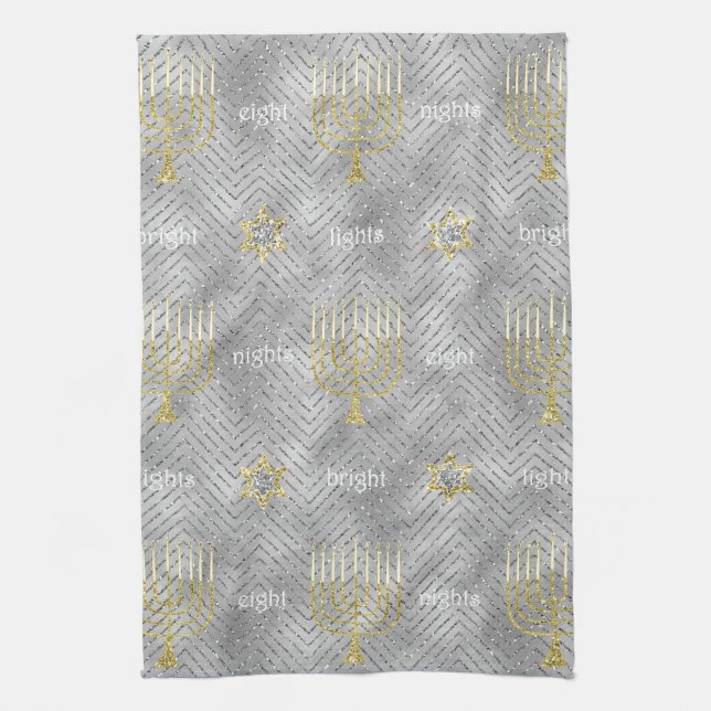 Serviette de cuisine "Hanoukka Elegant Menorahs" (Vertical)