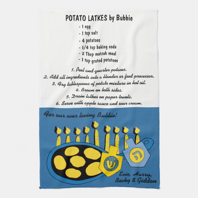 Serviette de cuisine "Hanoukka Frying Latkes Recip (Vertical)