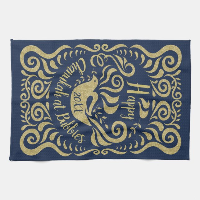 Serviette de cuisine "Happy Chanukah Blackboard Do (Horizontal)