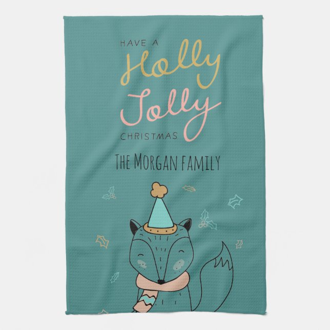 Serviette de cuisine Holly Jolly ⎢ Monogram (Vertical)