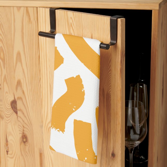 Serviette de cuisine jaune et blanc (Pliage en tiers)