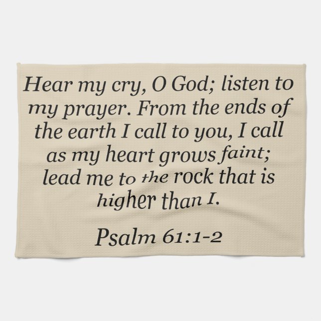 Serviette de cuisine Jésus Psaume 61:1-2 (Horizontal)