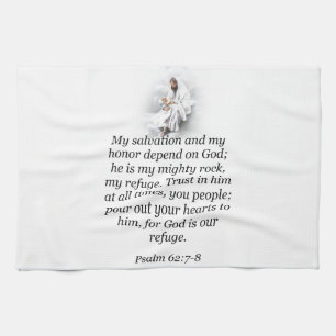 Serviette de cuisine Jésus Psaume 62:7-8