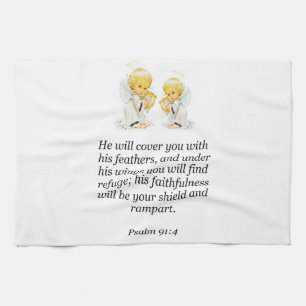 Serviette de cuisine Jésus Psaume 91-4