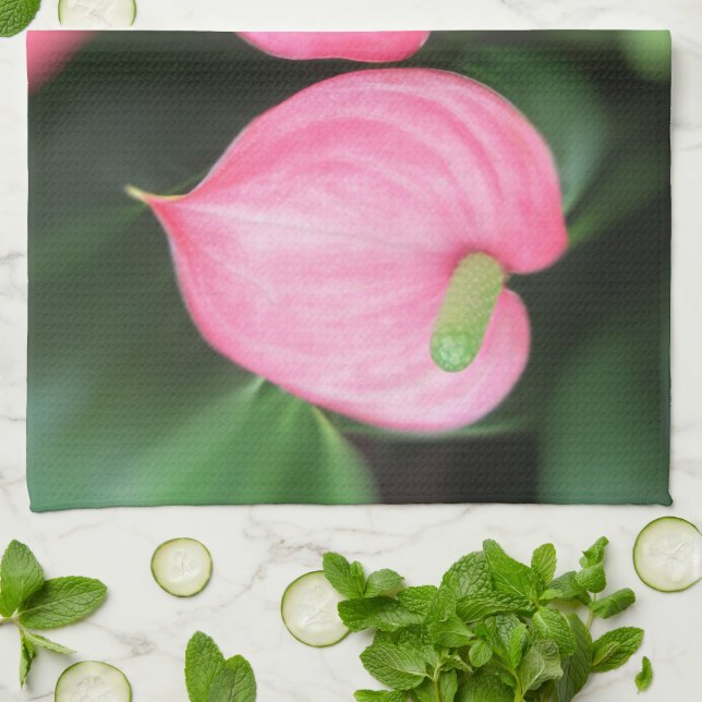 Serviette de cuisine - Jumeaux Anthurium Rose (Plié)