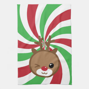 Serviette de cuisine Kawaii Reindeer