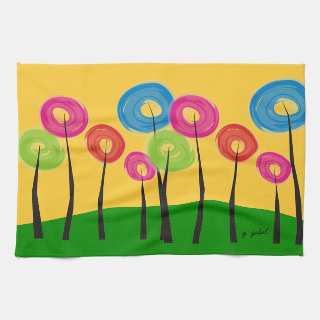 Serviette de cuisine lunatique d'arbres (Horizontal)
