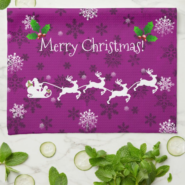 Serviette de cuisine Magenta Père Noël (Plié)