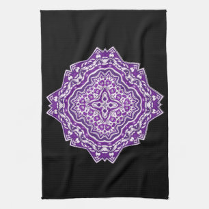 serviette de cuisine mandala violette